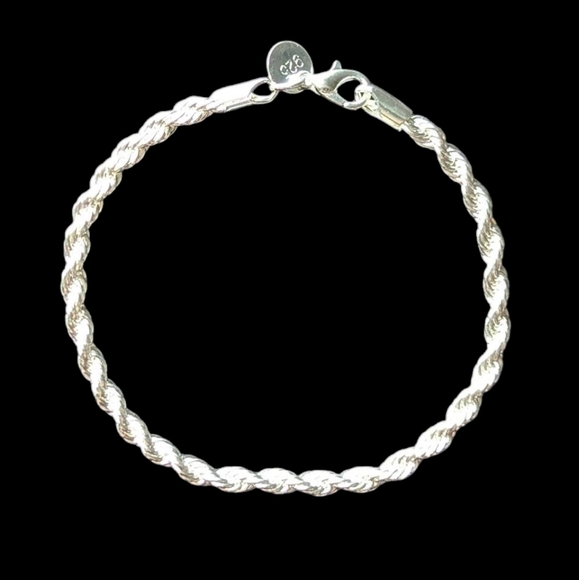 Sterling Silver 925 Rope Bracelet Quiet Luxury Minimalist Classy - Picture 1 of 5